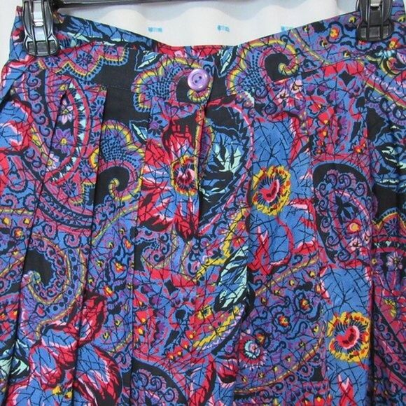 VTG Multicolor Lap Skirt Midi Size 9/10 High Waist Greenwich Square Retro Bright - Picture 5 of 16